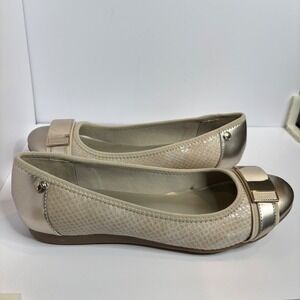 Anne Klein Ballet Flats Metallic Cap Toe Comfort Shoes Womens Size 7.5